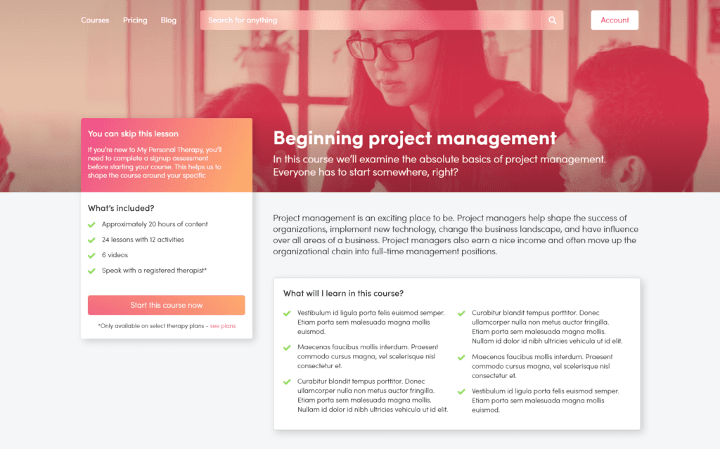 Pre course assessment